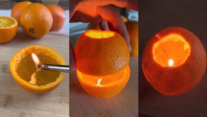 Come trasformare la buccia dell’arancia in un portacandele