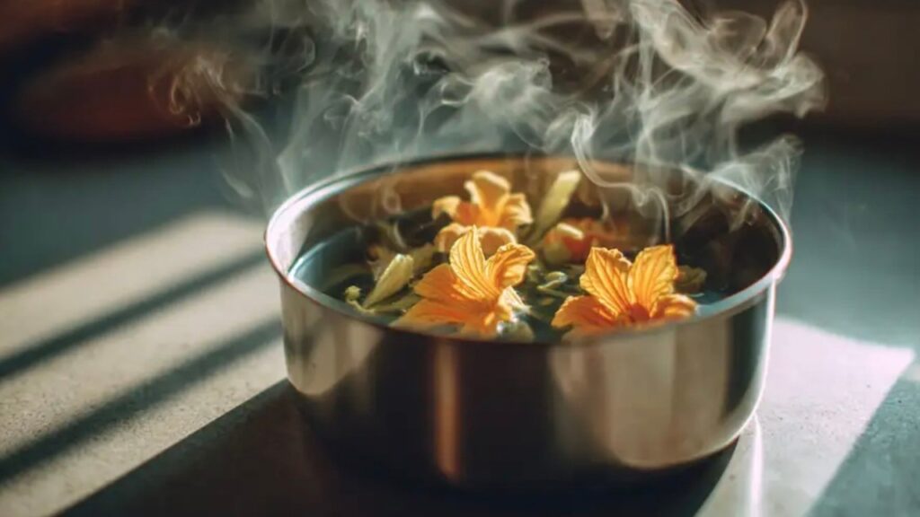 Fiori di Papaya nel contenitore