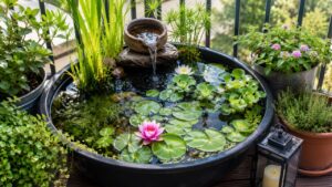 Come creare un mini laghetto sul balcone con piante acquatiche